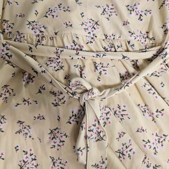 No Boundaries Juniors M 7-8 Peasant Mini Dress Yellow Floral Hi Low Summer - Picture 15 of 15